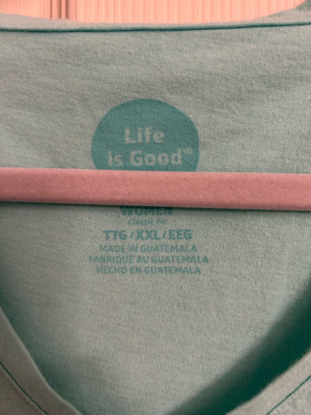 Life Is Good Light Aqua V-Neck Tee with Logo - Picture 2 of 7